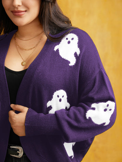 Happy Ghost Jacquard Arc Cardigan