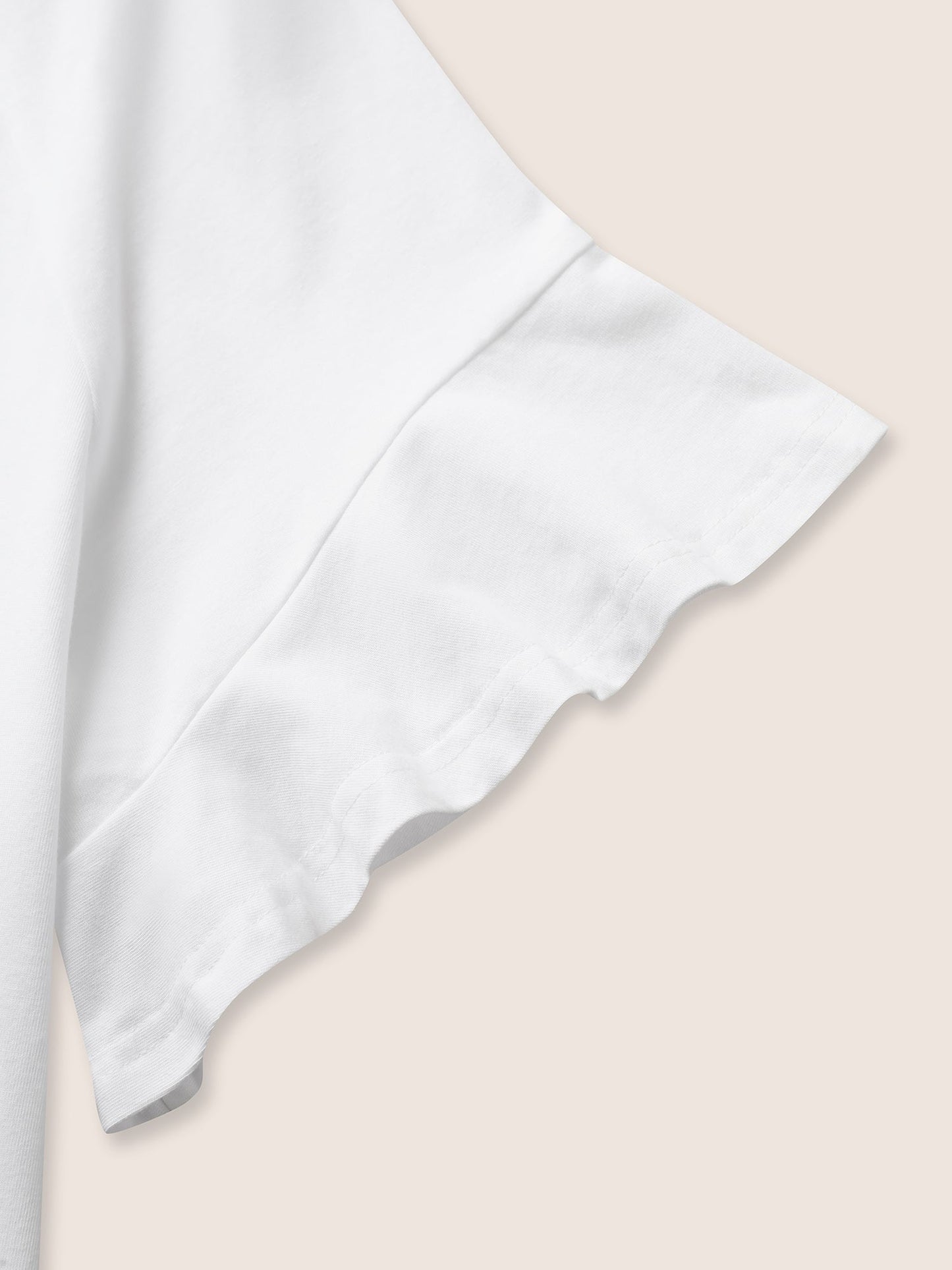 Cotton Round Neck Plain Patchwork Ruffles T-shirt