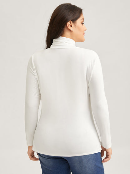 Supersoft Essentials Solid Funnel Neck Knit T-shirt