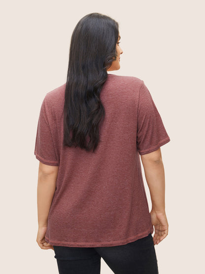 Solid Crisscross Neck Contrast Stitch T-shirt