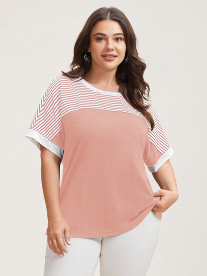 Solid and Striped Contrast Hem T-Shirt