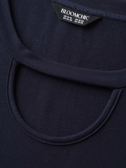 Supersoft Color Block Neck Cut-Out Sweatshirt