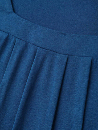 Leafy Printed Hem Pleated Sleeveless Top