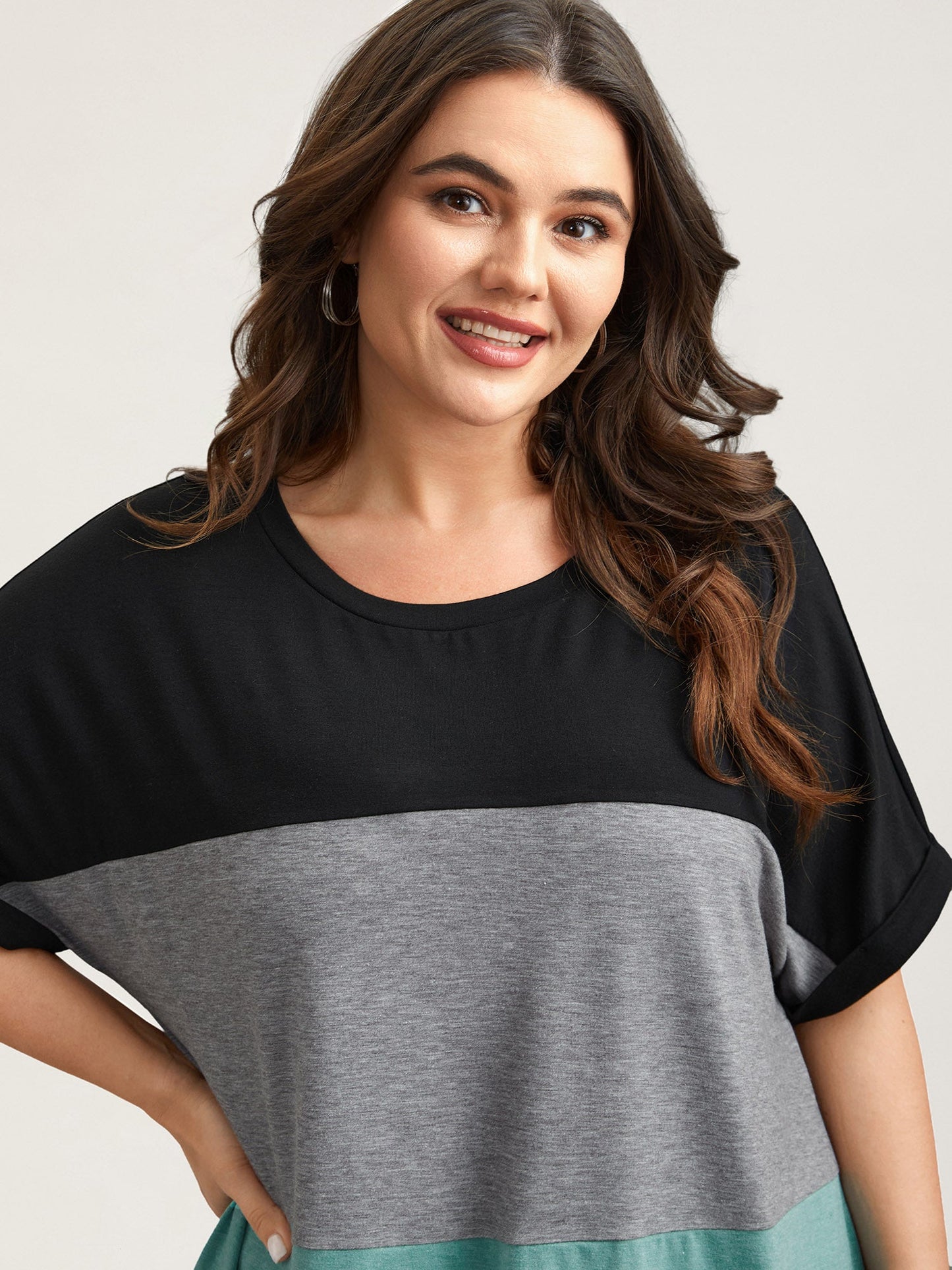 Color Block Dolman Sleeve T-Shirt