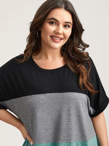 Color Block Dolman Sleeve T-Shirt