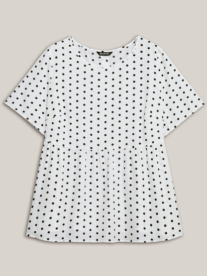 Polka Dot Button-Back Flared Shirt