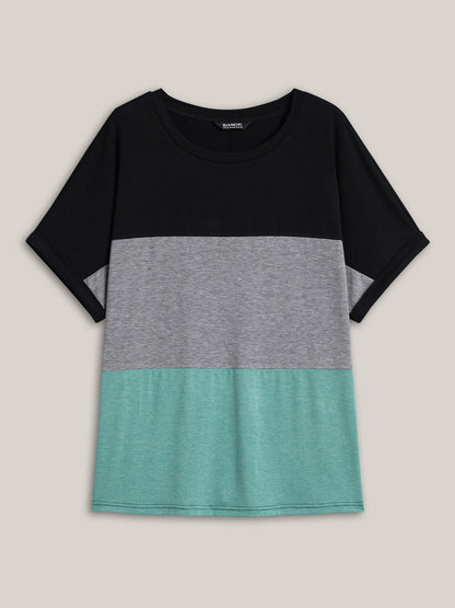Color Block Dolman Sleeve T-Shirt