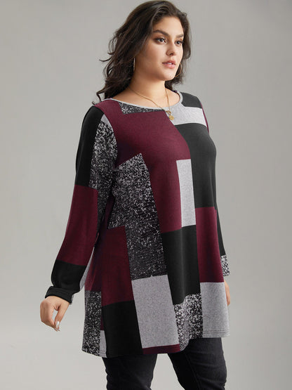 Colorblock Contrast Round Neck T-shirt