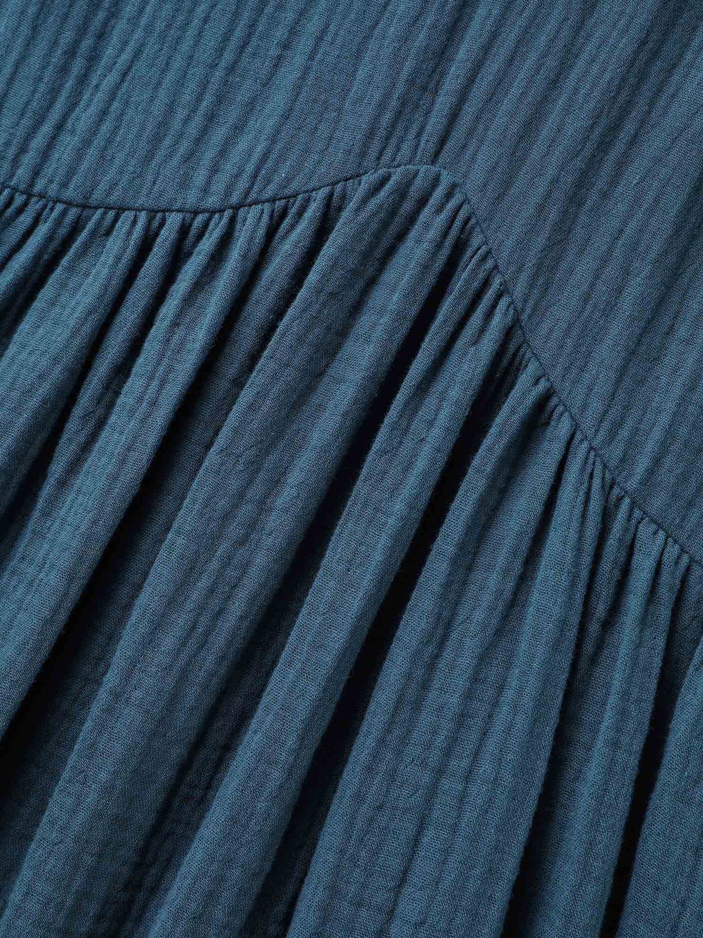 Pure Cotton Lace V-Neck Solid Midi Dress