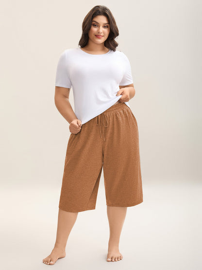 Mixed Color Knit Drawstring Loungewear Bottoms