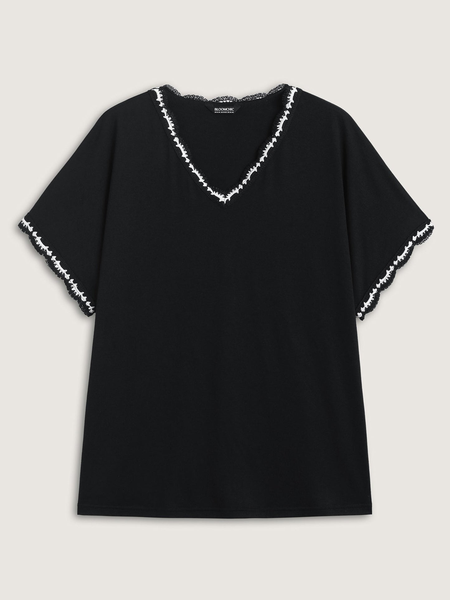Supersoft Stretchy Scalloped Neck Solid T-Shirt