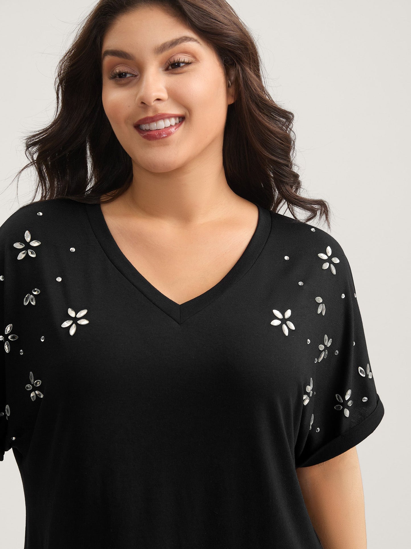 Supersoft Stretchy Zirconia Design T-Shirt