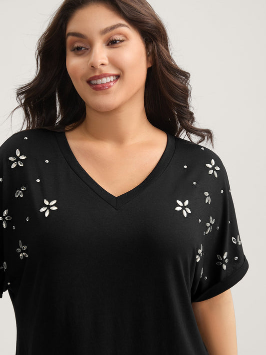 Supersoft Stretchy Zirconia Design T-Shirt