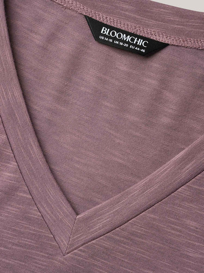 V-Neck Stretchy Flared Sleeve T-Shirt