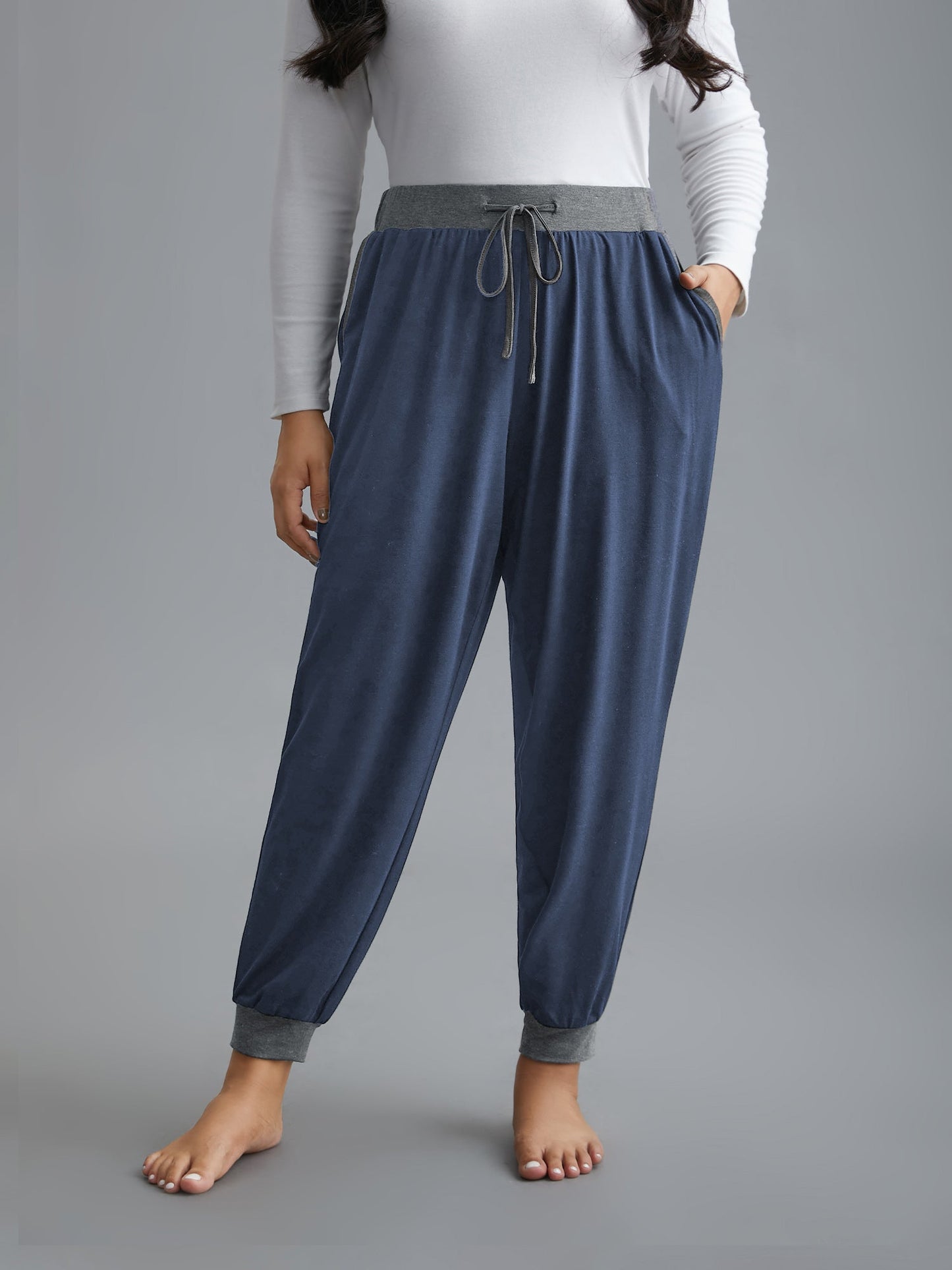 Contrast Drawstring Loungewear Bottoms