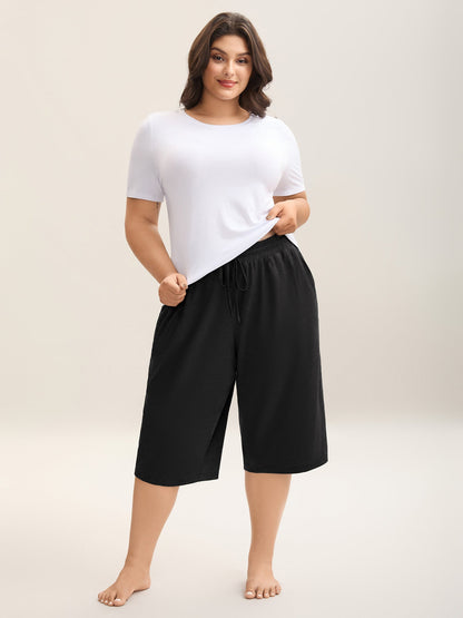 Mixed Color Knit Drawstring Loungewear Bottoms