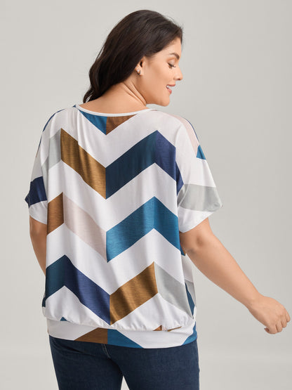 Color Block Wavy Print T-Shirt