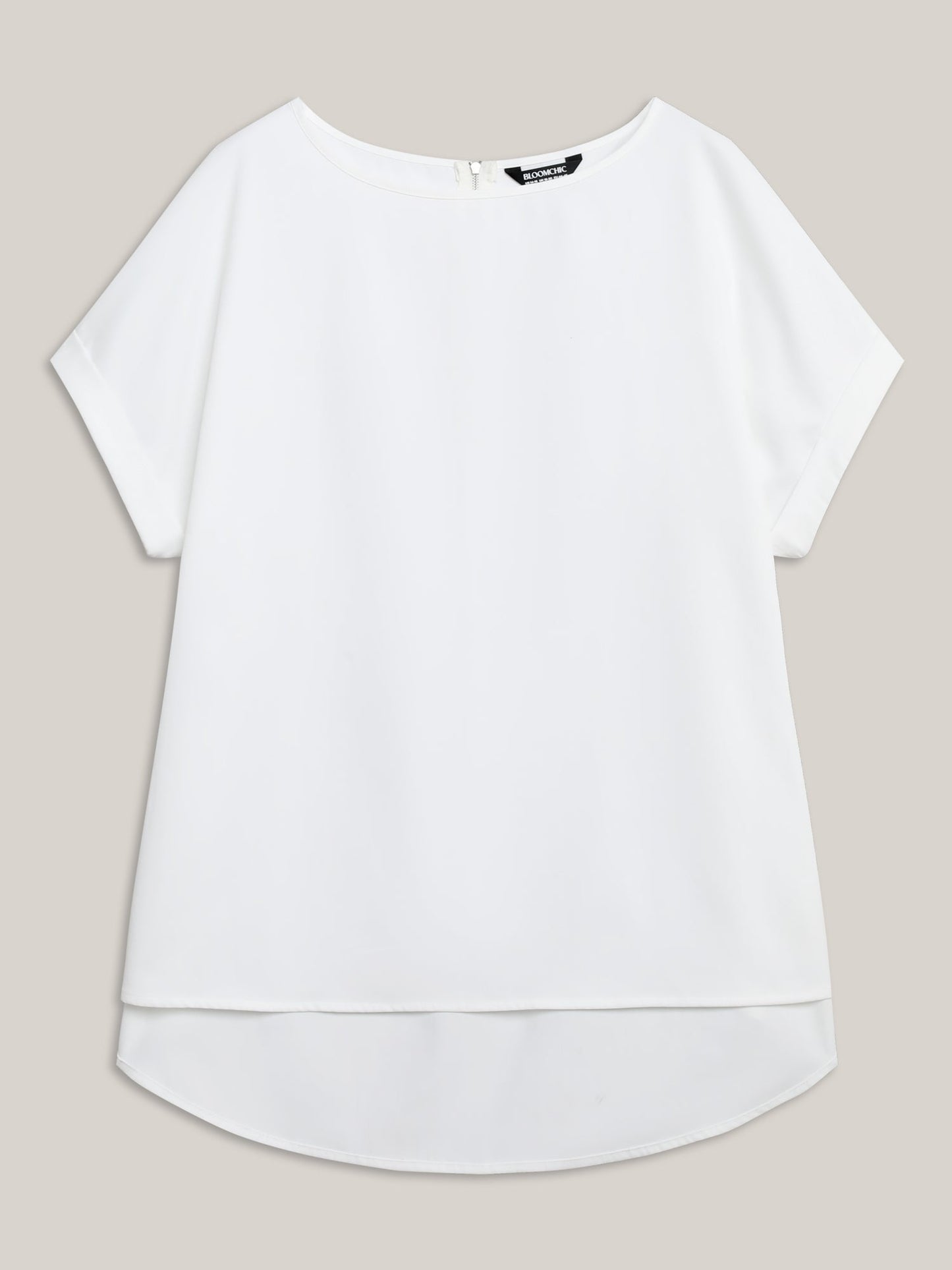 Classic Plain Boat Neck Zipper Blouse