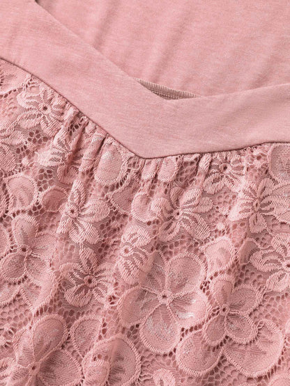 Stretchy Lace Spliced Sweetheart Plain Top