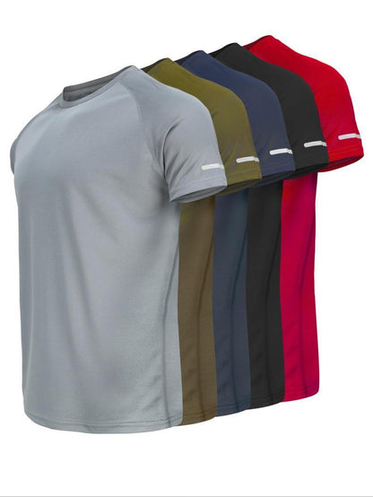 Men's solid color round neck sports breathable quick-drying T-shirt, Clearance Items 2024