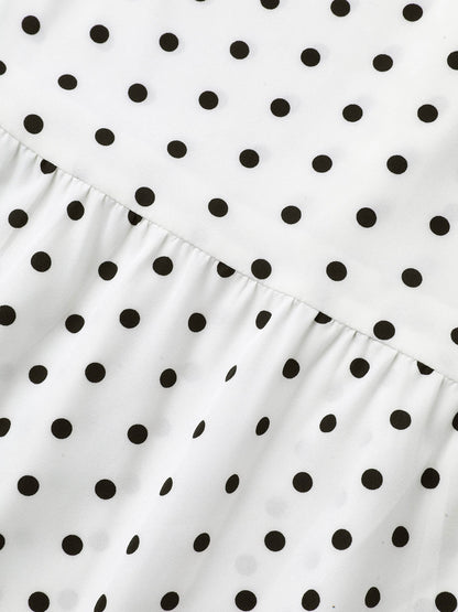 Polka Dot Button-Back Flared Shirt