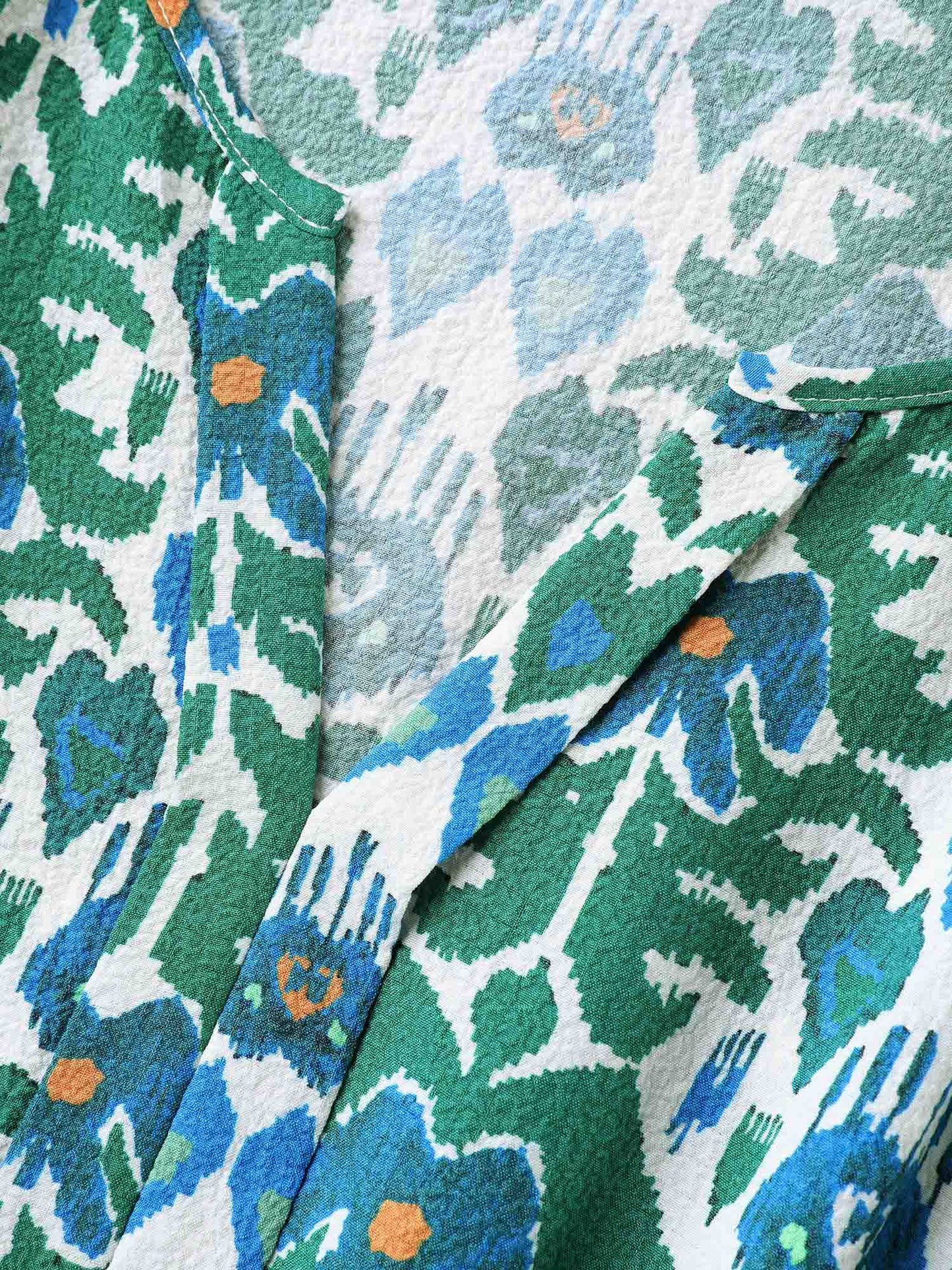 Boho Pattern Stretchy Waist Pockets Midi Dress