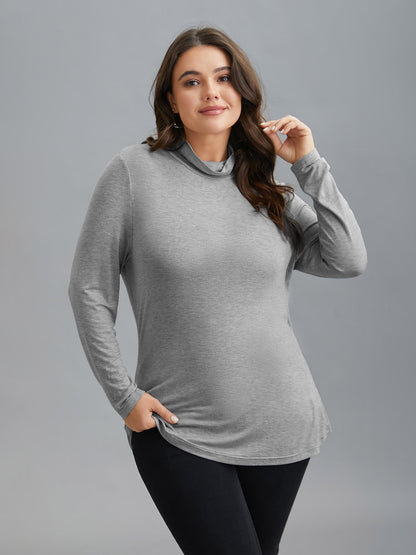 Supersoft Essentials Solid Funnel Neck Knit T-shirt