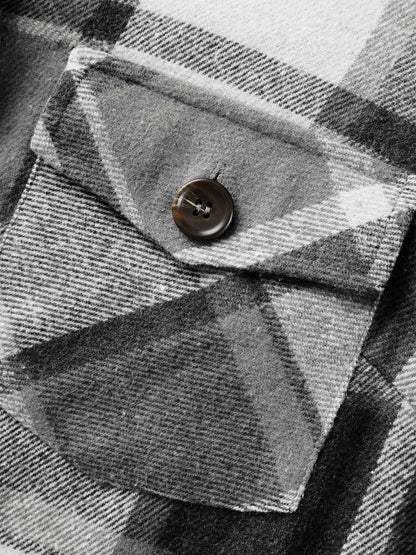 Plaid Chest Pockets Long Jacket