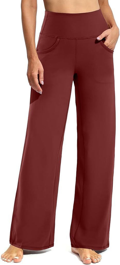 Women Wide Leg Pants with Pockets High Waist Stretch Dress Casual Swea
