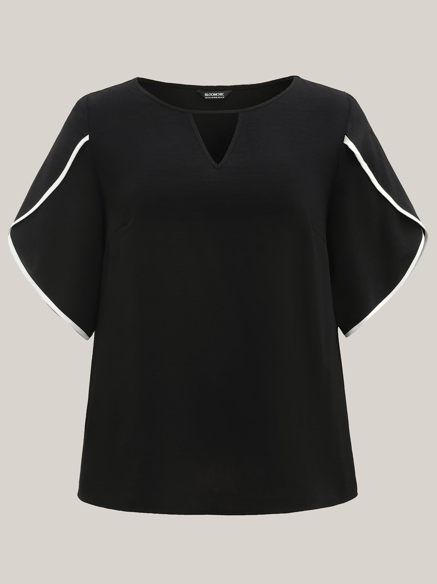 Color Contrast Petal Sleeve Shirt