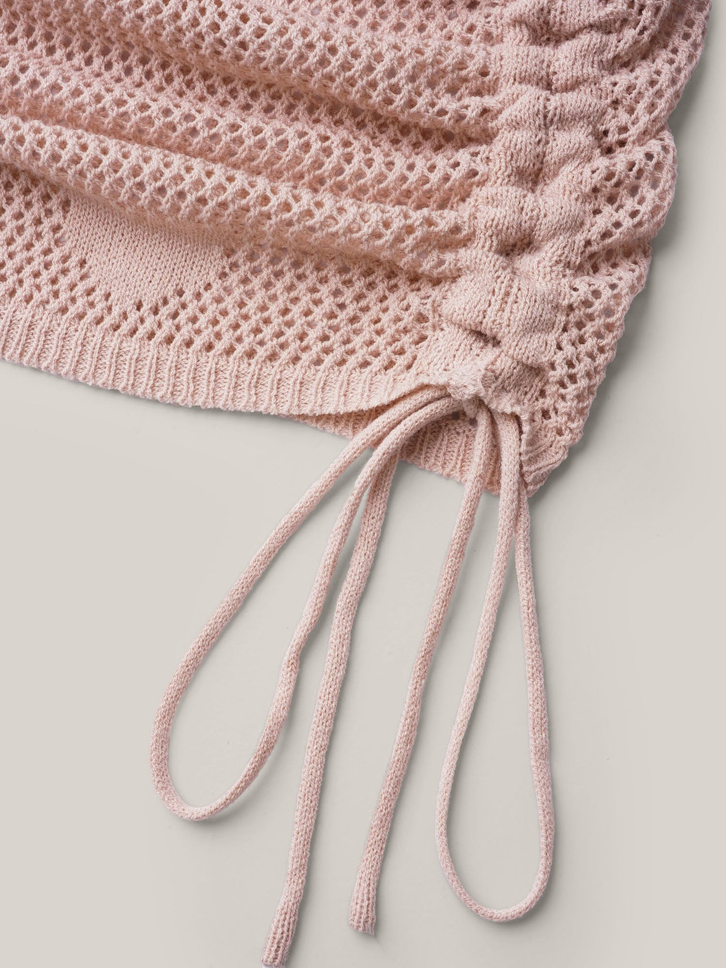 Heart Pattern Drawstring Textured Sheer Swim Cover-Up