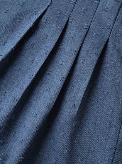 Textured Plicated Detail Overall Straps Jumpsuit