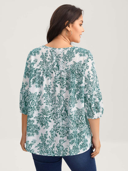 Artistic Print A-Line Blouse