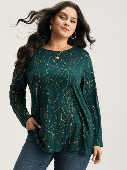 Polka Dot Contrast Round Neck T-shirt