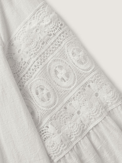 Pure Cotton Sheer Lace Trim Blouse