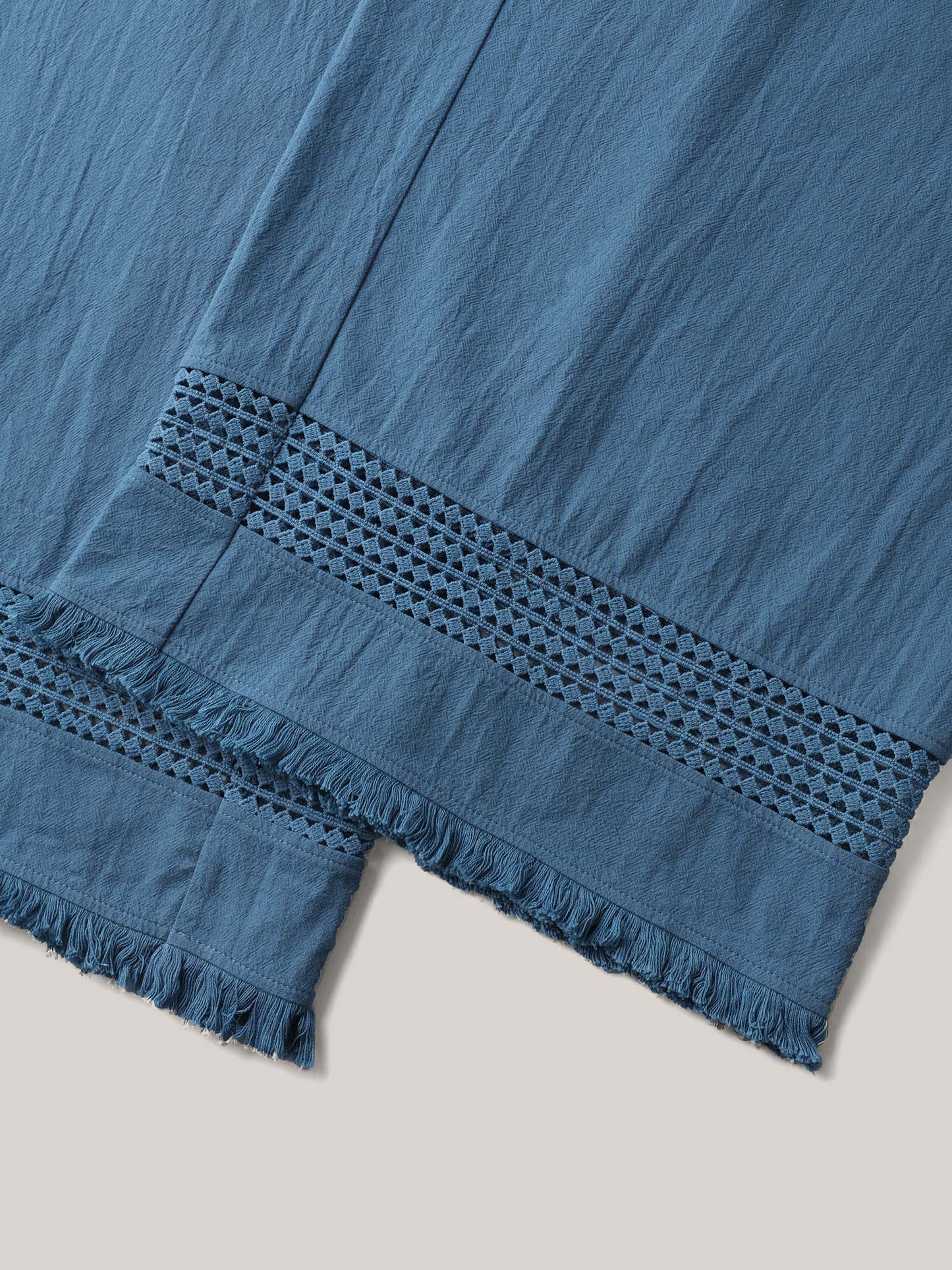 Cotton Waist-Tie Lace Wide-Leg Pants