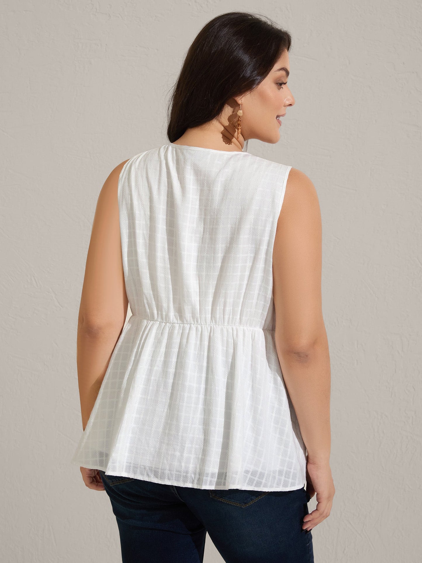 Pure Cotton Jacquard Embroidered Tank Top