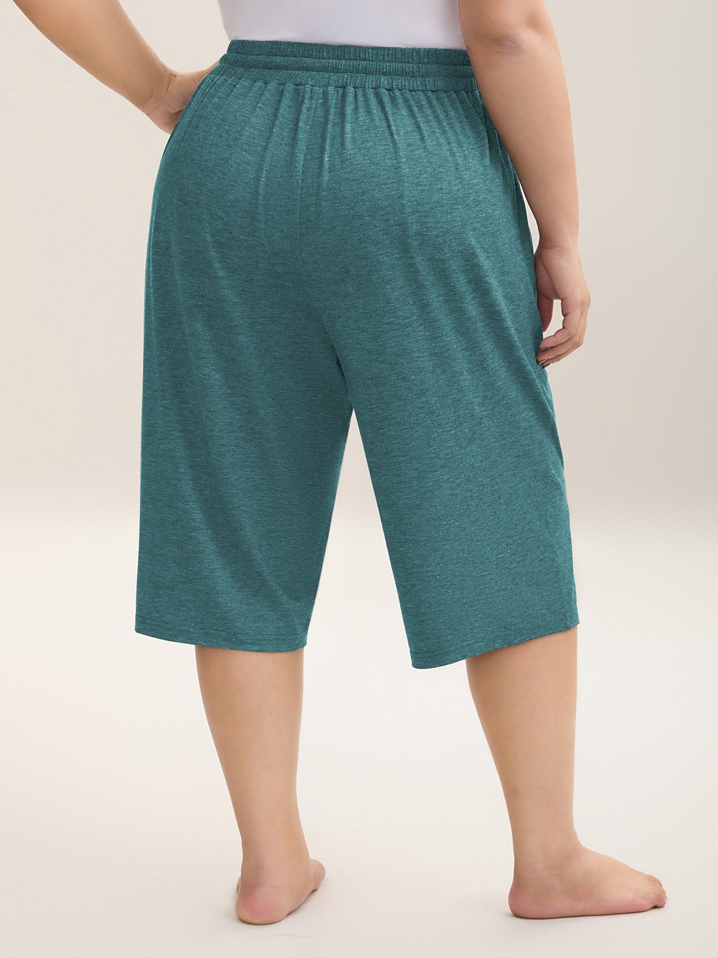 Mixed Color Knit Drawstring Loungewear Bottoms