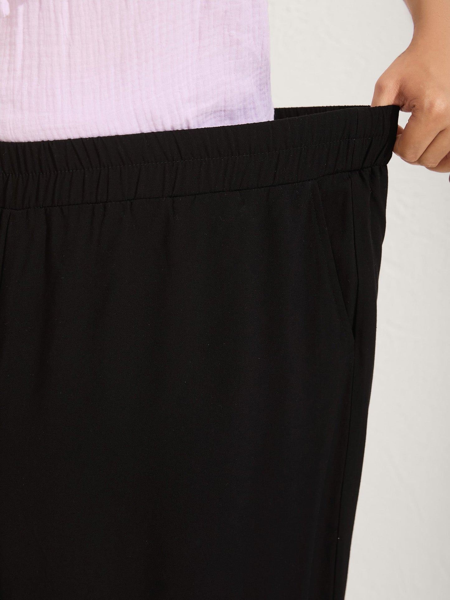 Stretchy Waist Crochet Floral Wide-Leg Pants