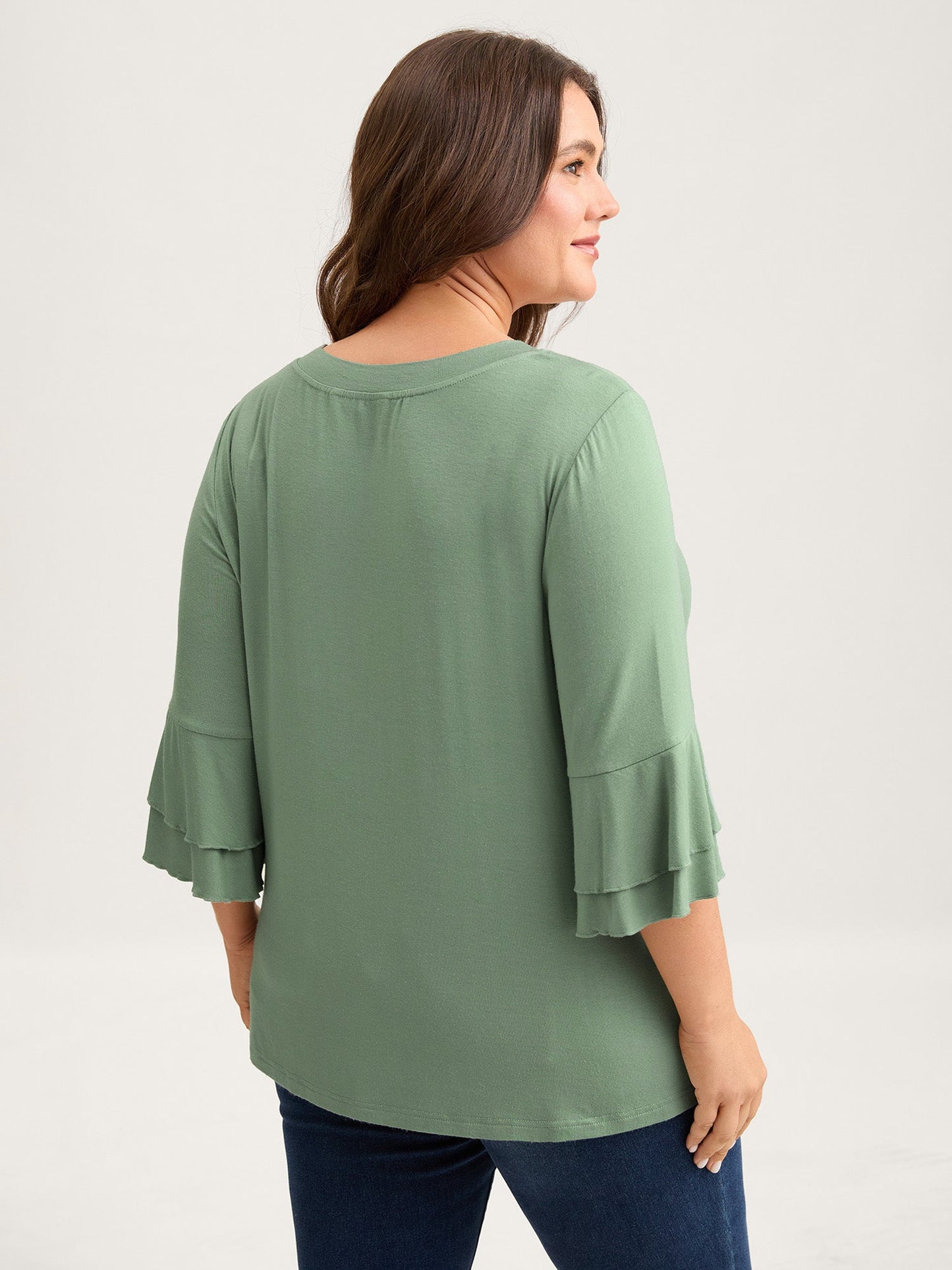 Supersoft Essentials Ruffle Layered Sleeve Pleated T-shirt