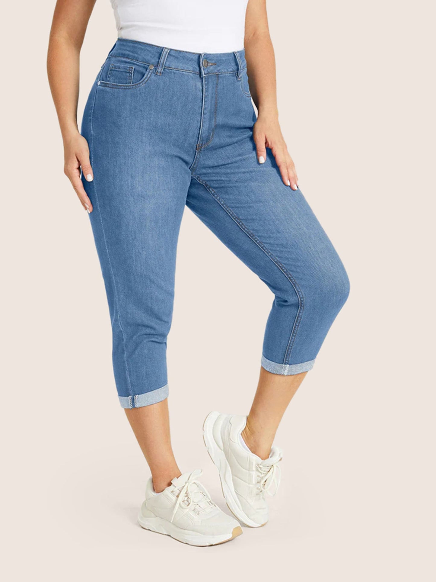 Very Stretchy High Rise Dark Wash Cropped Jeans