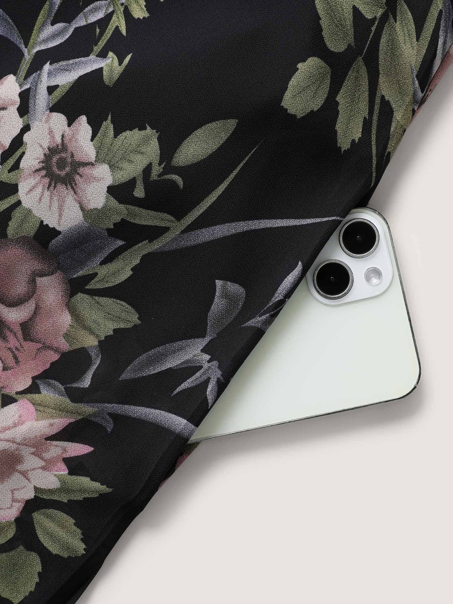 Chiffon Floral Crisscross Hanky Hem Blouse