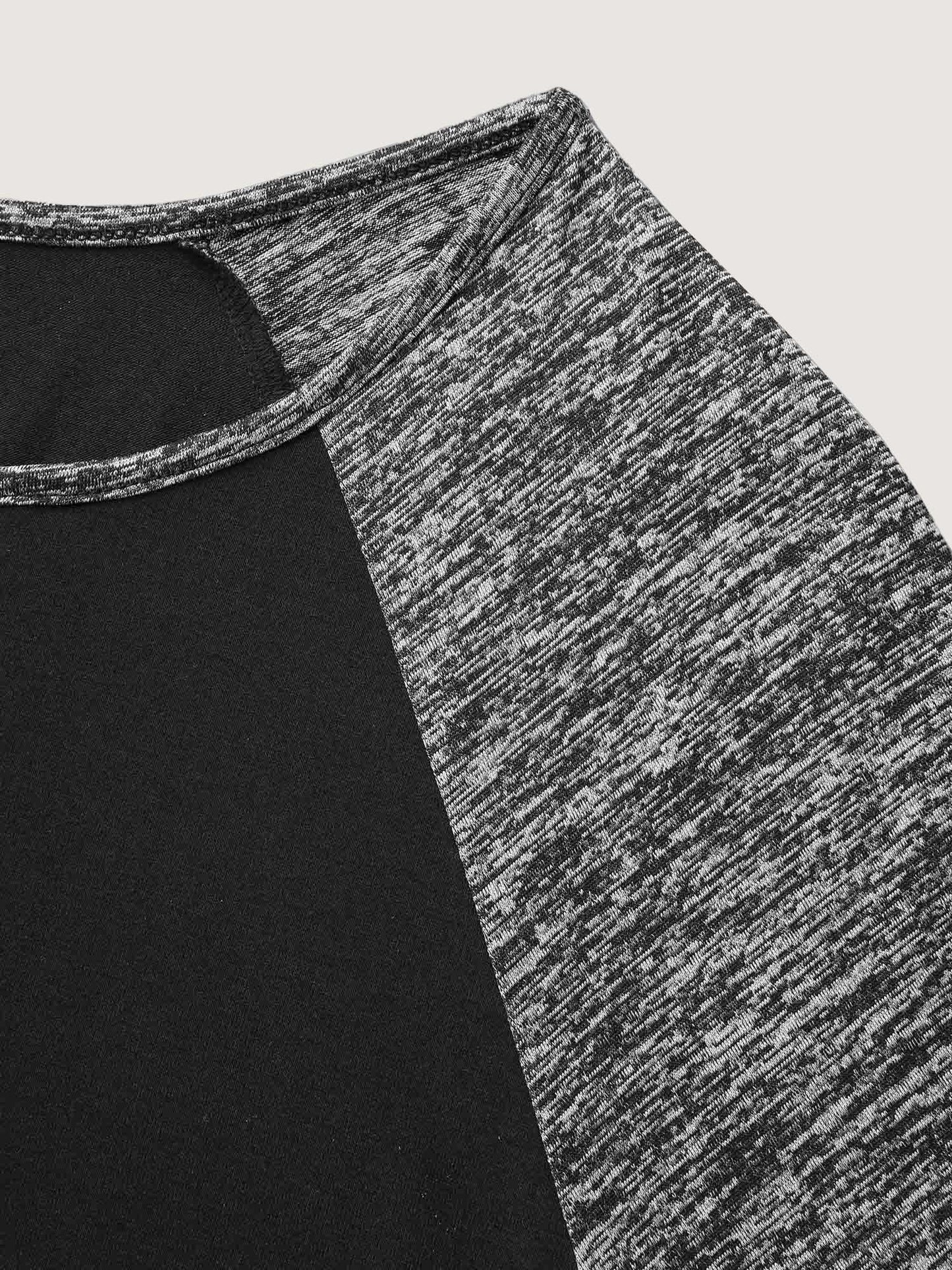 Heather Patchwork Button Detail Stretchy T-Shirt