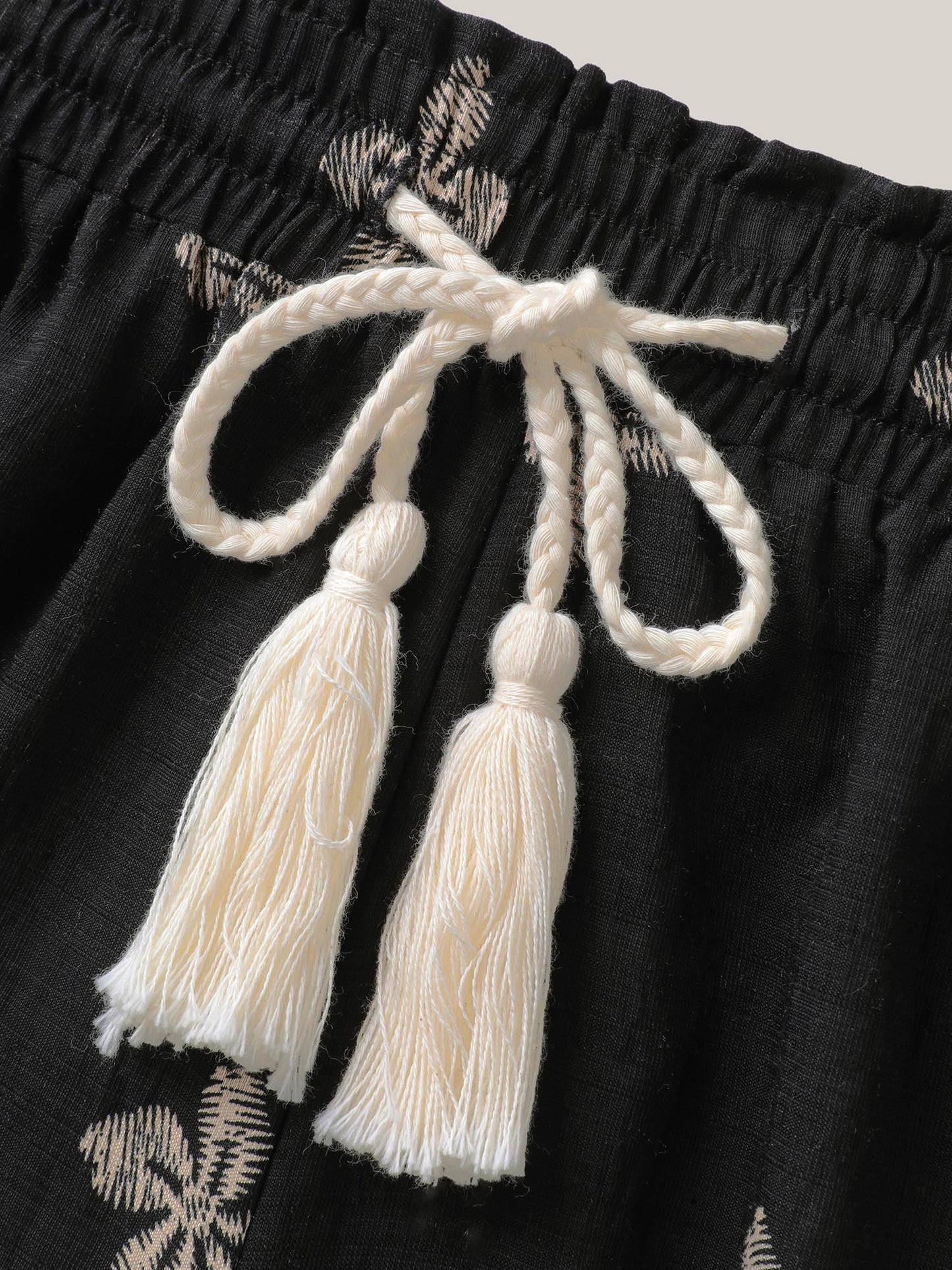 Boho Print Color Contrast Wide-Leg Pants