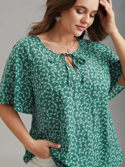 Ditsy Floral Print Half Sleeve Shirt