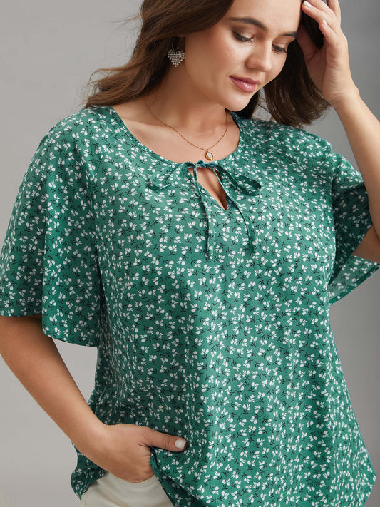 Ditsy Floral Print Half Sleeve Shirt