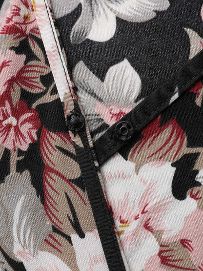 Floral Contrast Belted Wide-Leg Jumpsuit