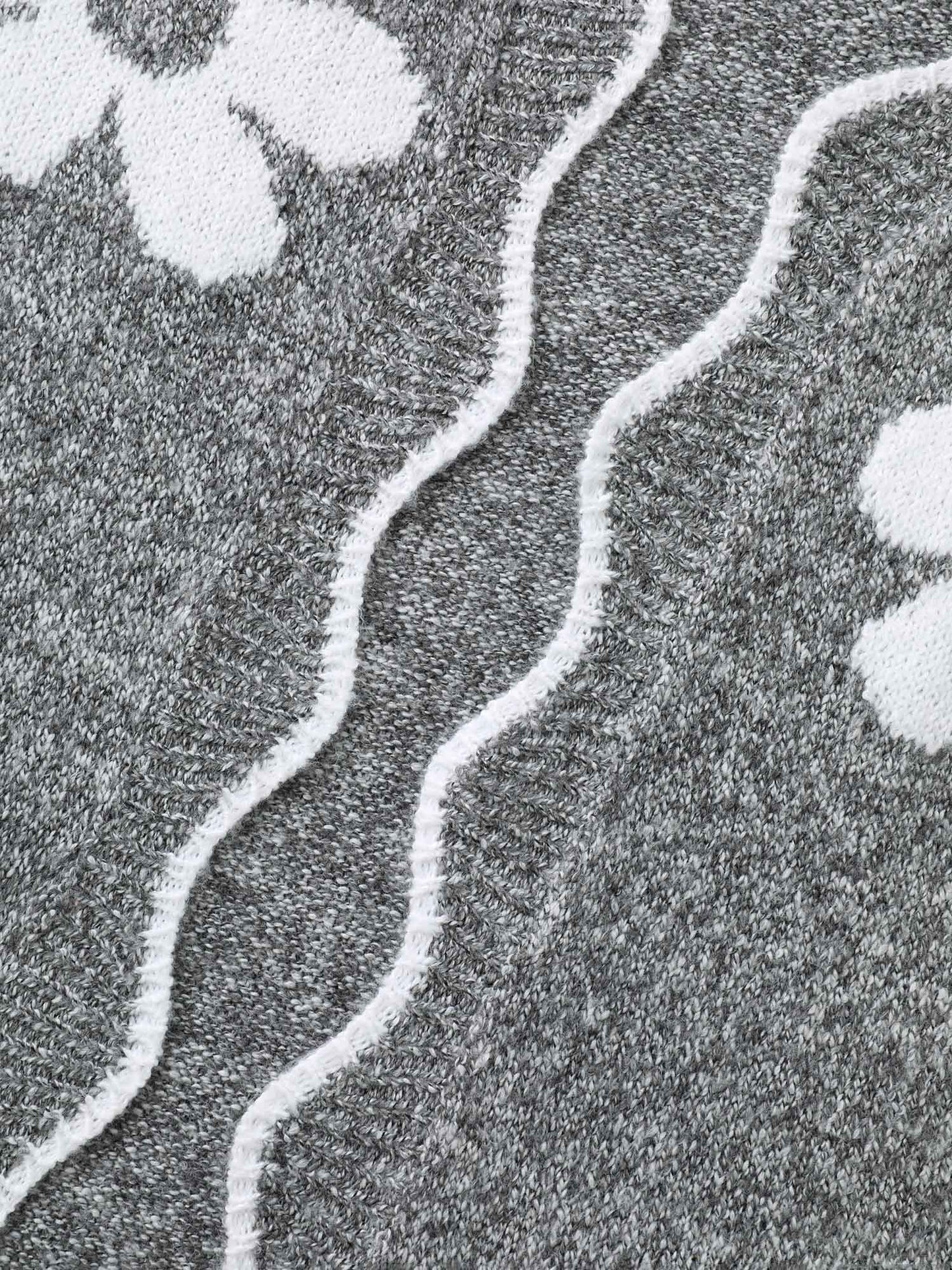 Floral Pattern Open-Front Knitted Cardigan