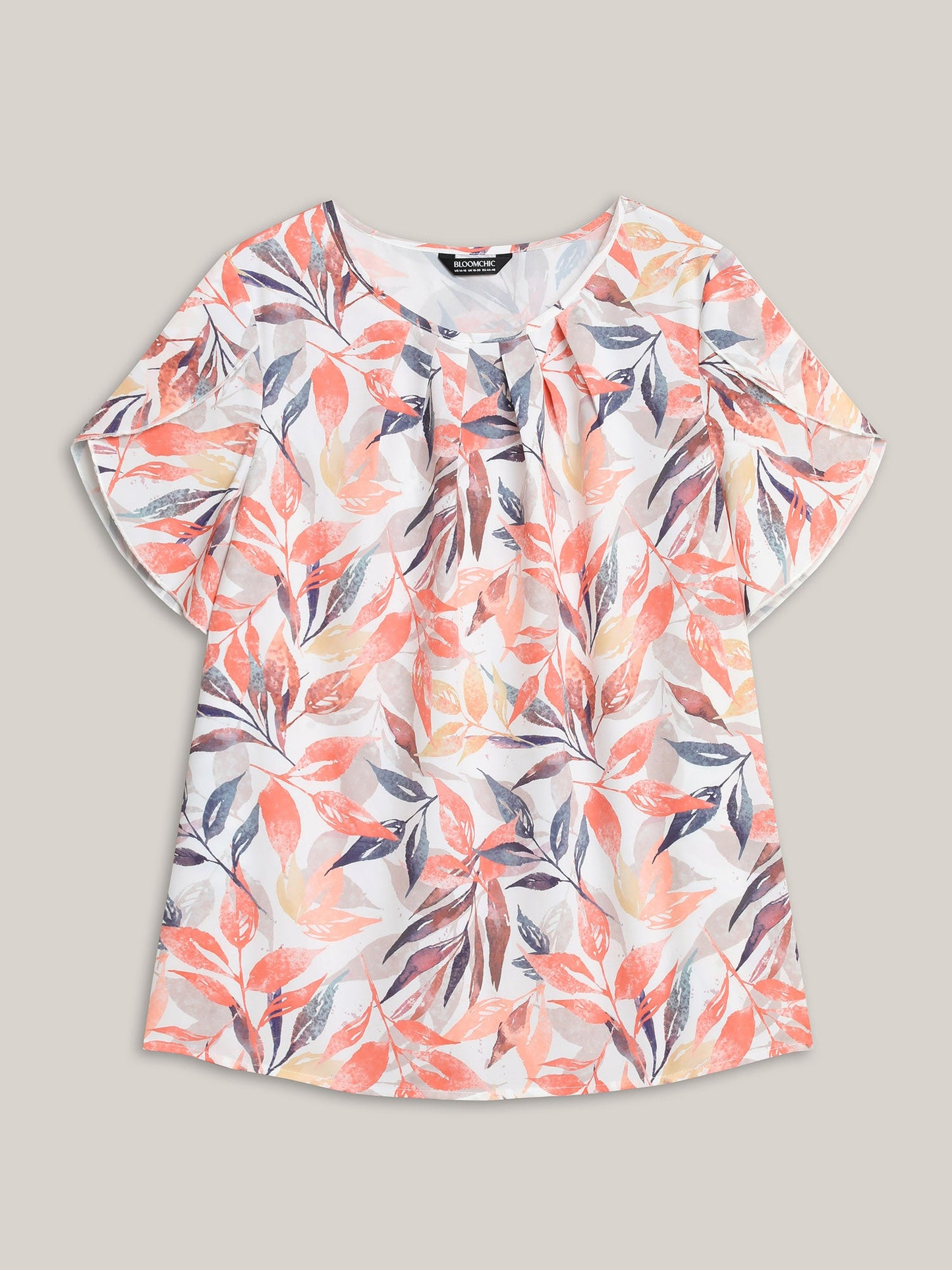 Floral Petal Sleeve Pleated Shirt