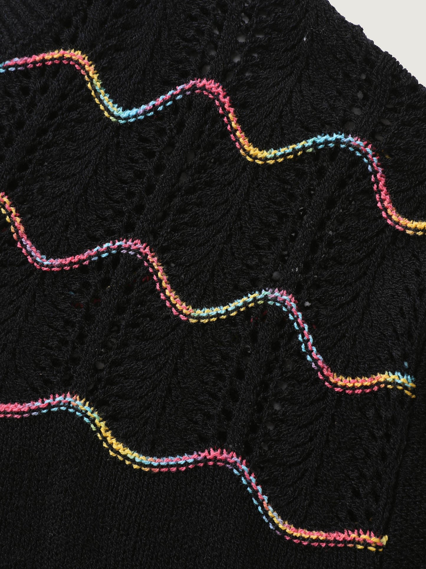 Ripple Textured Sheer Neck Backless Pullover